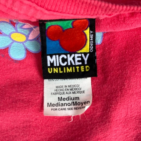 VINTAGE MICKEY MINNIE BLUE BIRD FAUX POCKET TEE T SHIRT DISNEY MEDIUM - Picture 2 of 4